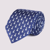 Duchamp Mens Silk Chess Piece Pattern Tie Medieval Blue