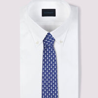 Duchamp Mens Silk Chess Piece Pattern Tie Medieval Blue