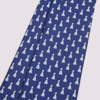 Duchamp Mens Silk Chess Piece Pattern Tie Medieval Blue