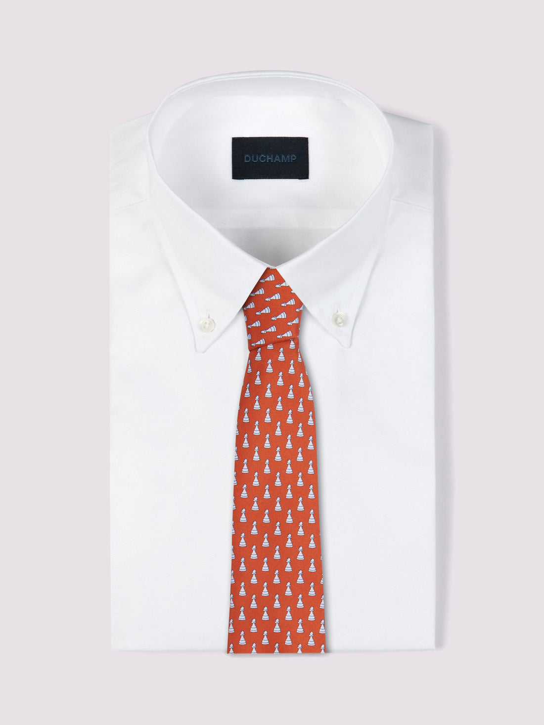 Silk Tie Chess Piece Print Orange