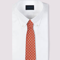 Silk Tie Chess Piece Print Orange