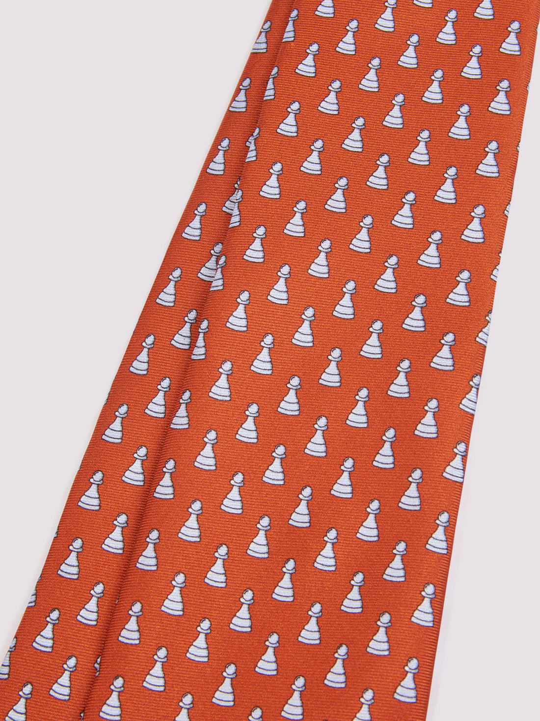 Duchamp Mens Silk Chess Piece Pattern Tie Gold Flame