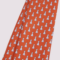 Duchamp Mens Silk Chess Piece Pattern Tie Gold Flame