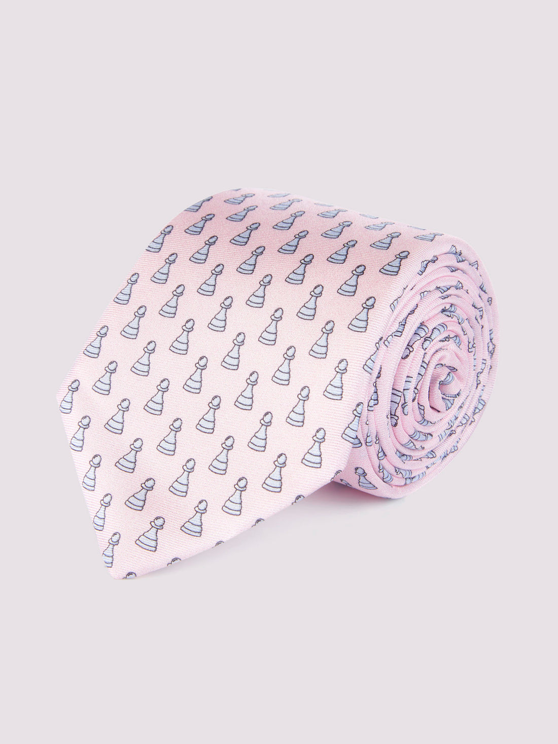 Silk Tie Chess Piece Print Rose