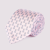 Duchamp Mens Silk Chess Piece Pattern Tie Pink Icing