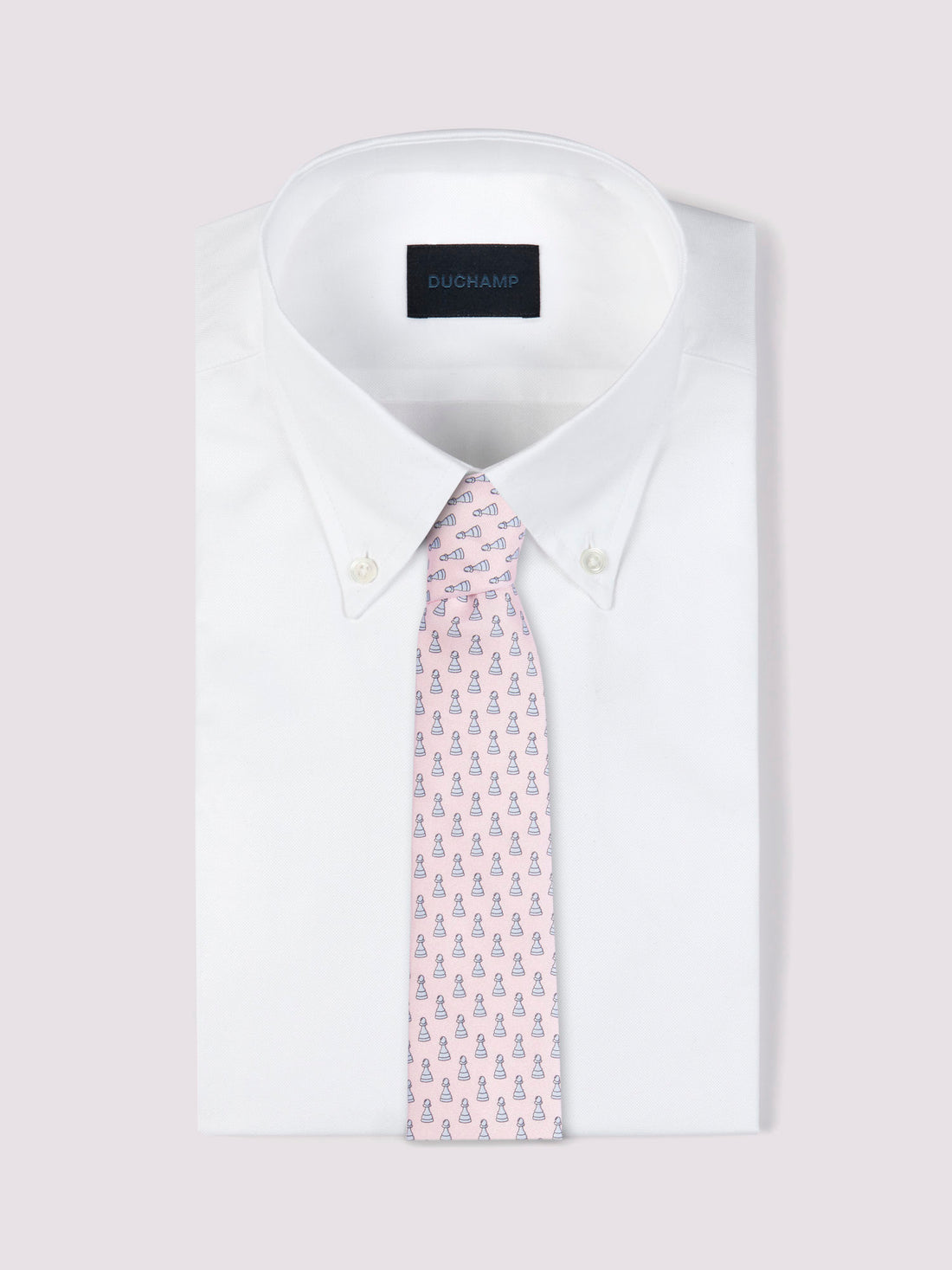 Duchamp Mens Silk Chess Piece Pattern Tie Pink Icing