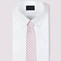 Duchamp Mens Silk Chess Piece Pattern Tie Pink Icing