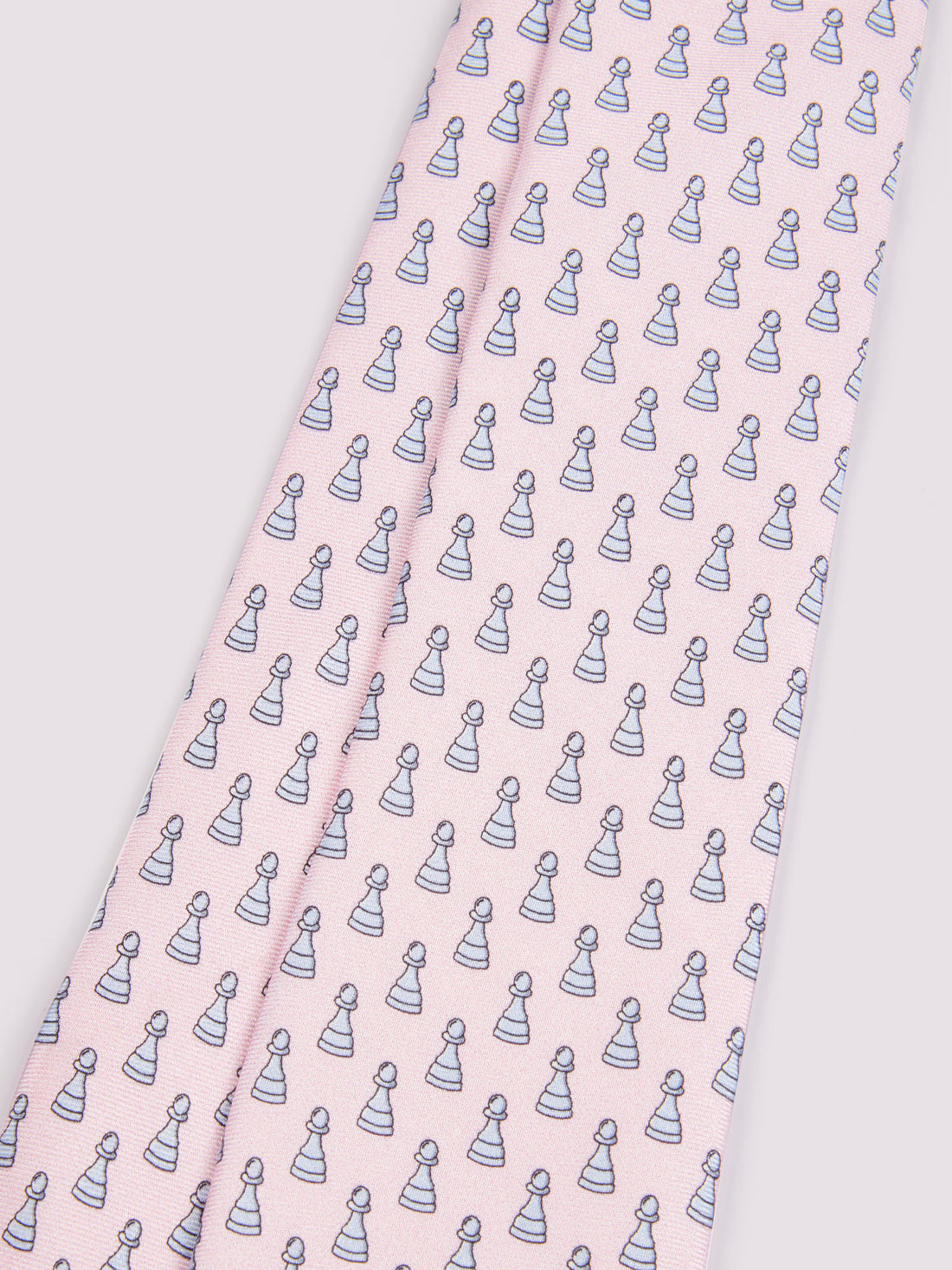 Silk Tie Chess Piece Print Rose