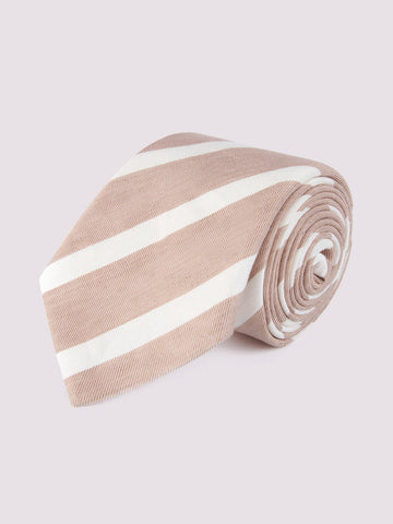 Duchamp Mens Silk Angled Stripe Pattern Tie Warm Sand