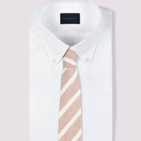 Duchamp Mens Silk Angled Stripe Pattern Tie Warm Sand