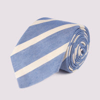 Duchamp Mens Silk Angled Stripe Pattern Tie Della Robbia Blue