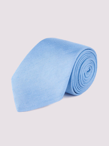 Silk/ Linen Tie Solid Tie Baby Blue