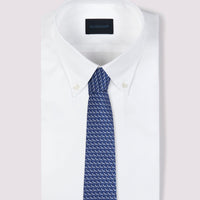 Duchamp Mens Silk Arrow Geo Pattern Tie Delft