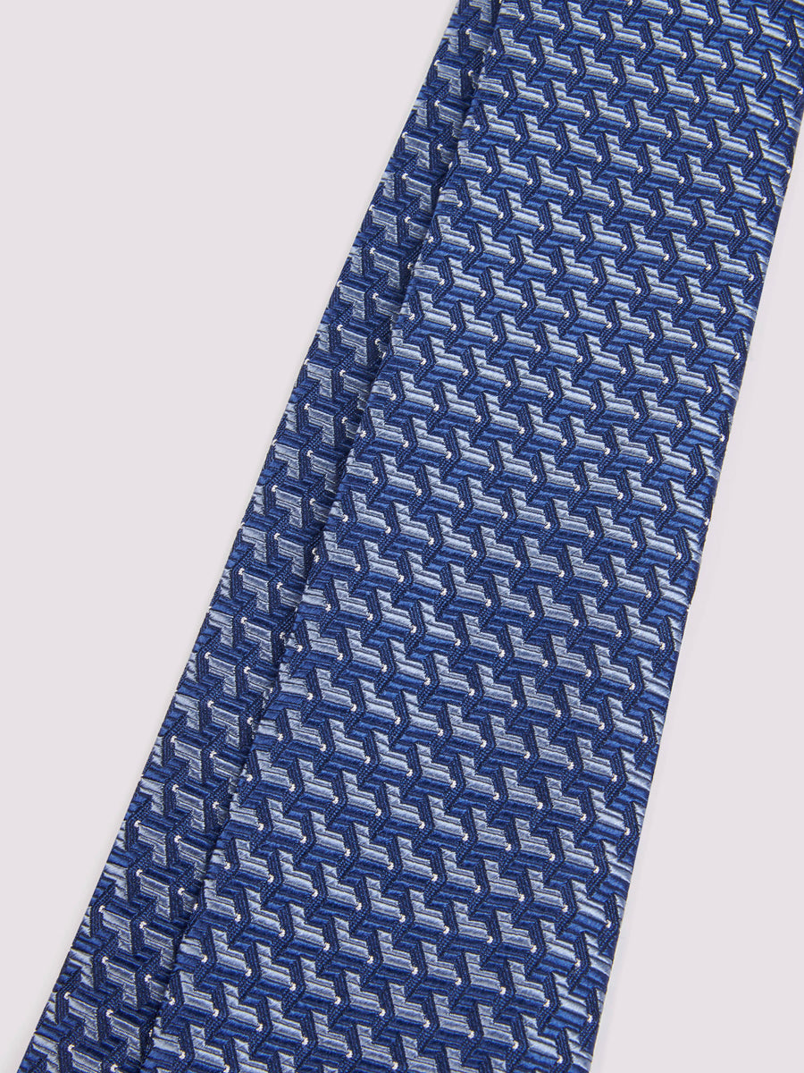 Duchamp Mens Silk Arrow Geo Pattern Tie Delft