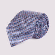 100% Silk Mini Geo pattern Tie in Marine Blue