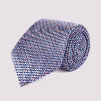 Duchamp Mens Silk Mini Geo Pattern Tie Delft