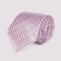 Duchamp Mens Silk Mini Geo Pattern Tie Pink Icing