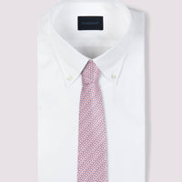 Duchamp Mens Silk Mini Geo Pattern Tie Pink Icing