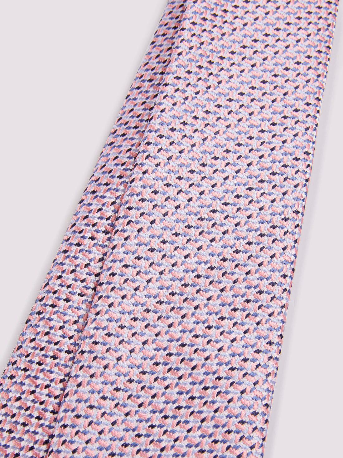 100% Silk Mini Geo Pattern Tie in Rose