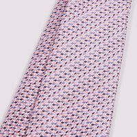 Duchamp Mens Silk Mini Geo Pattern Tie Pink Icing