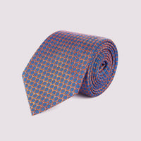 Duchamp Mens Silk Loop Pattern Tie Medieval Blue