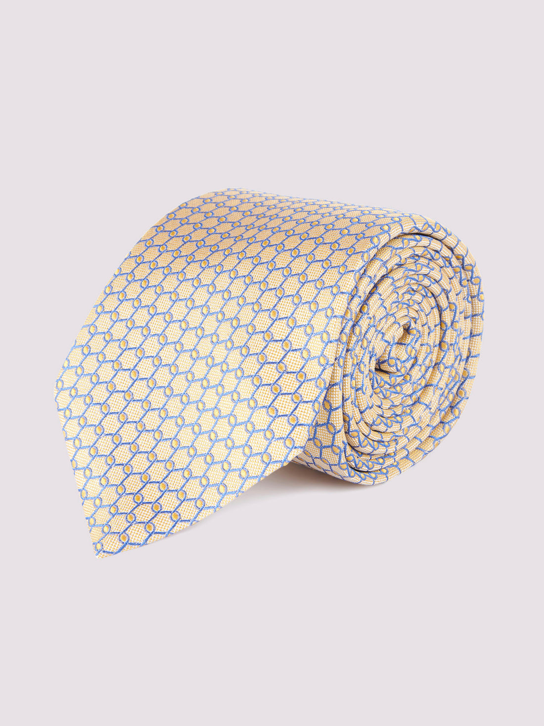 100% Silk Loop Pattern Tie in Yellow