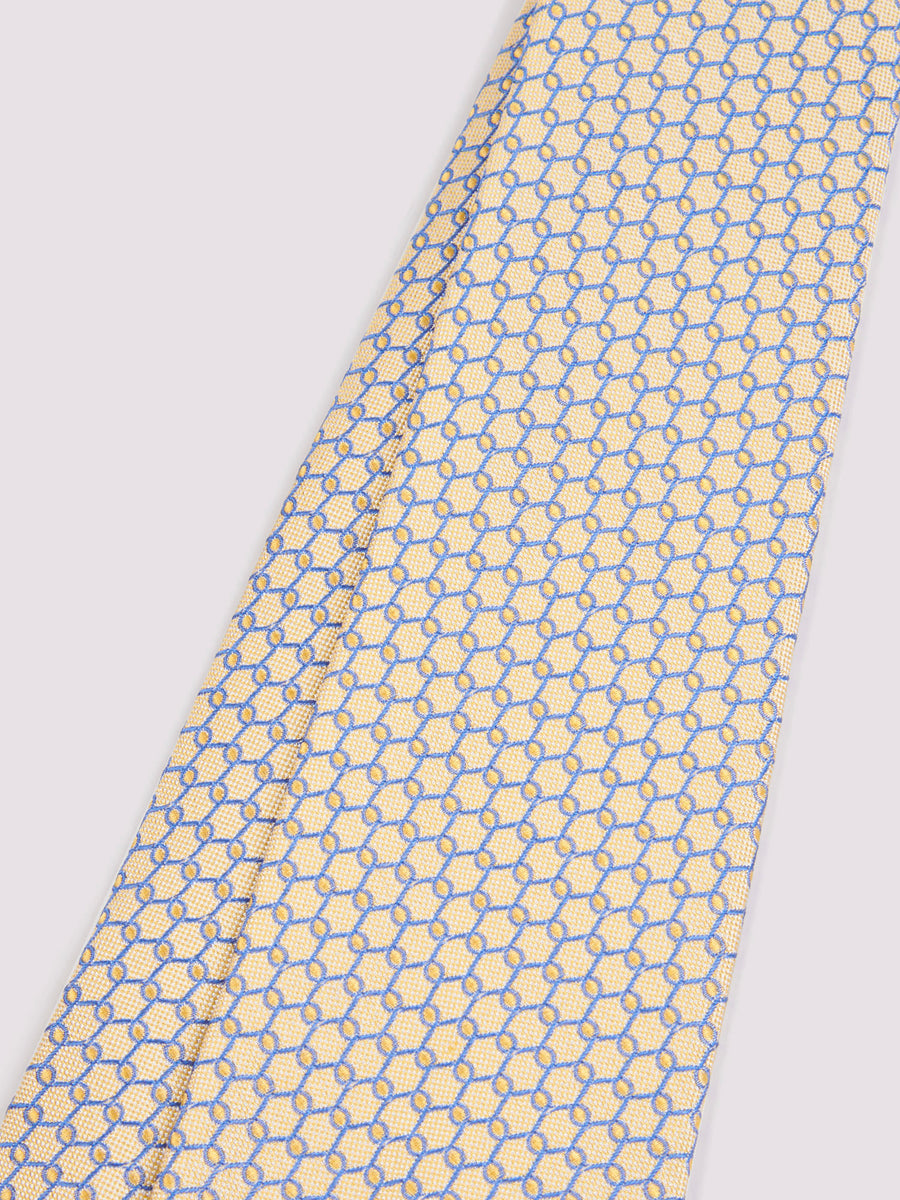 100% Silk Loop Pattern Tie in Yellow