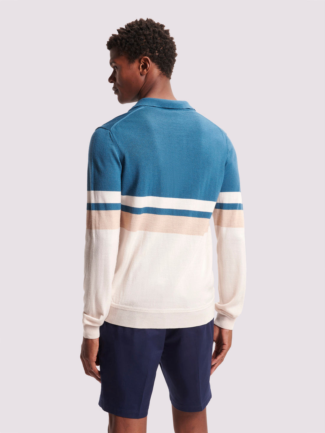 Merino Wool Long Sleeve Polo Shirt in Riviera Teal