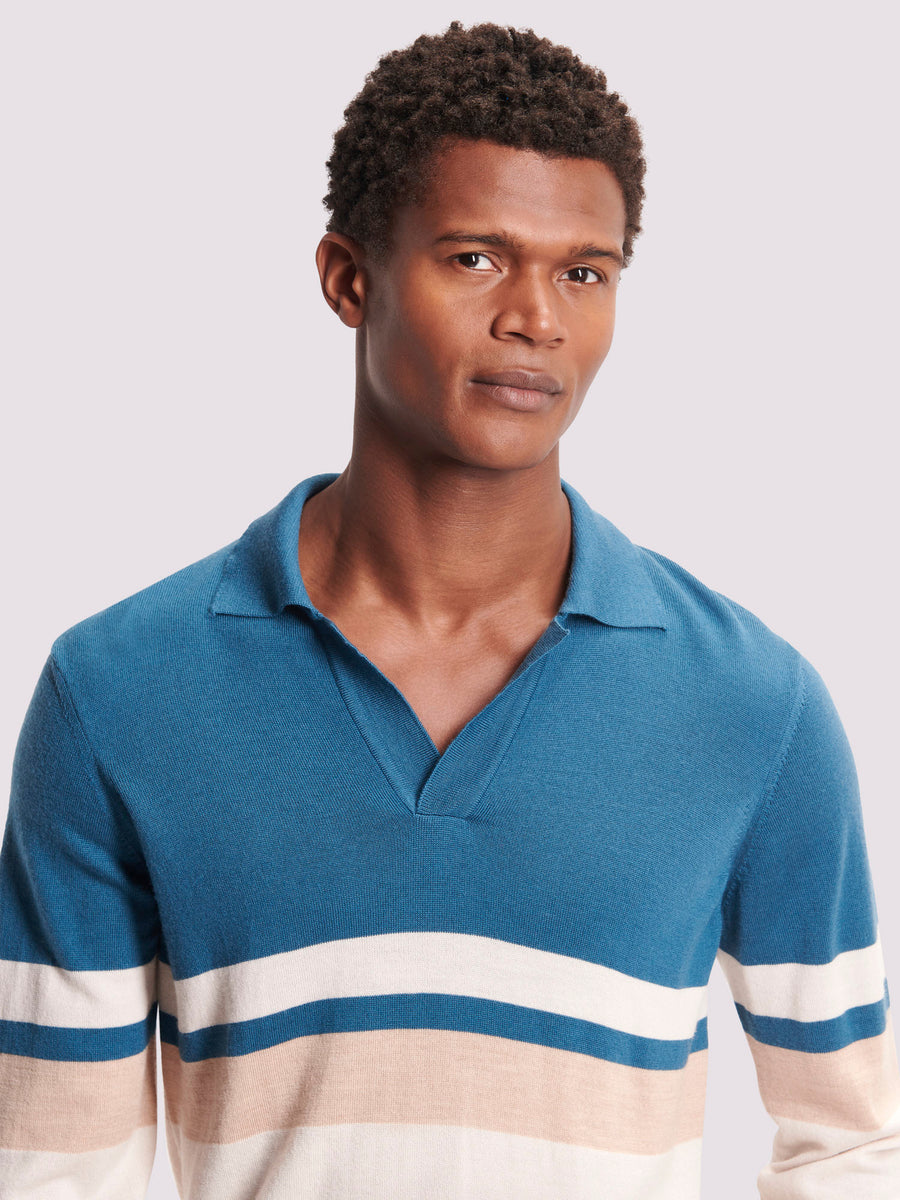 Duchamp Merino Wool Long Sleeve Riviera Polo Shirt Deep Well