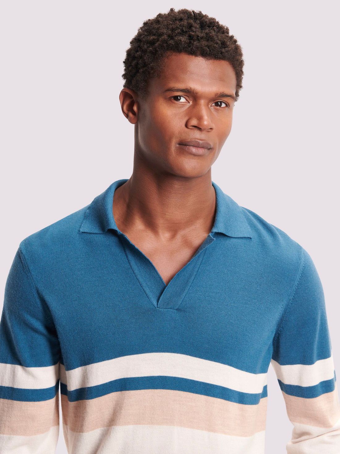 Merino Wool Long Sleeve Polo Shirt in Riviera Teal