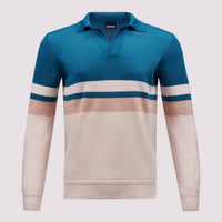 Merino Wool Long Sleeve Polo Shirt in Riviera Teal