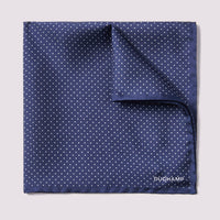 Polka Dot Pocket Square in Dark Navy