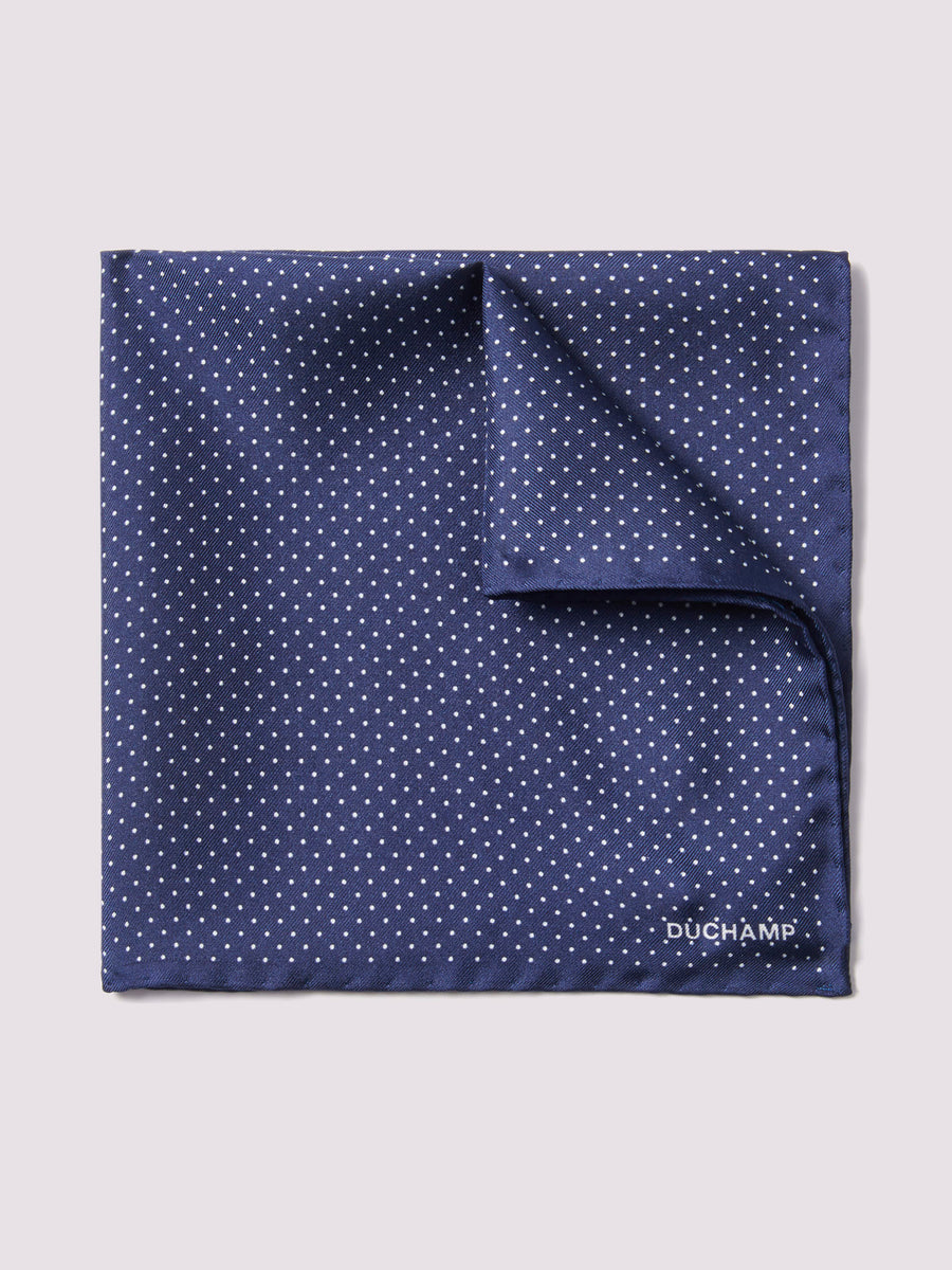 Polka Dot Pocket Square in Dark Navy