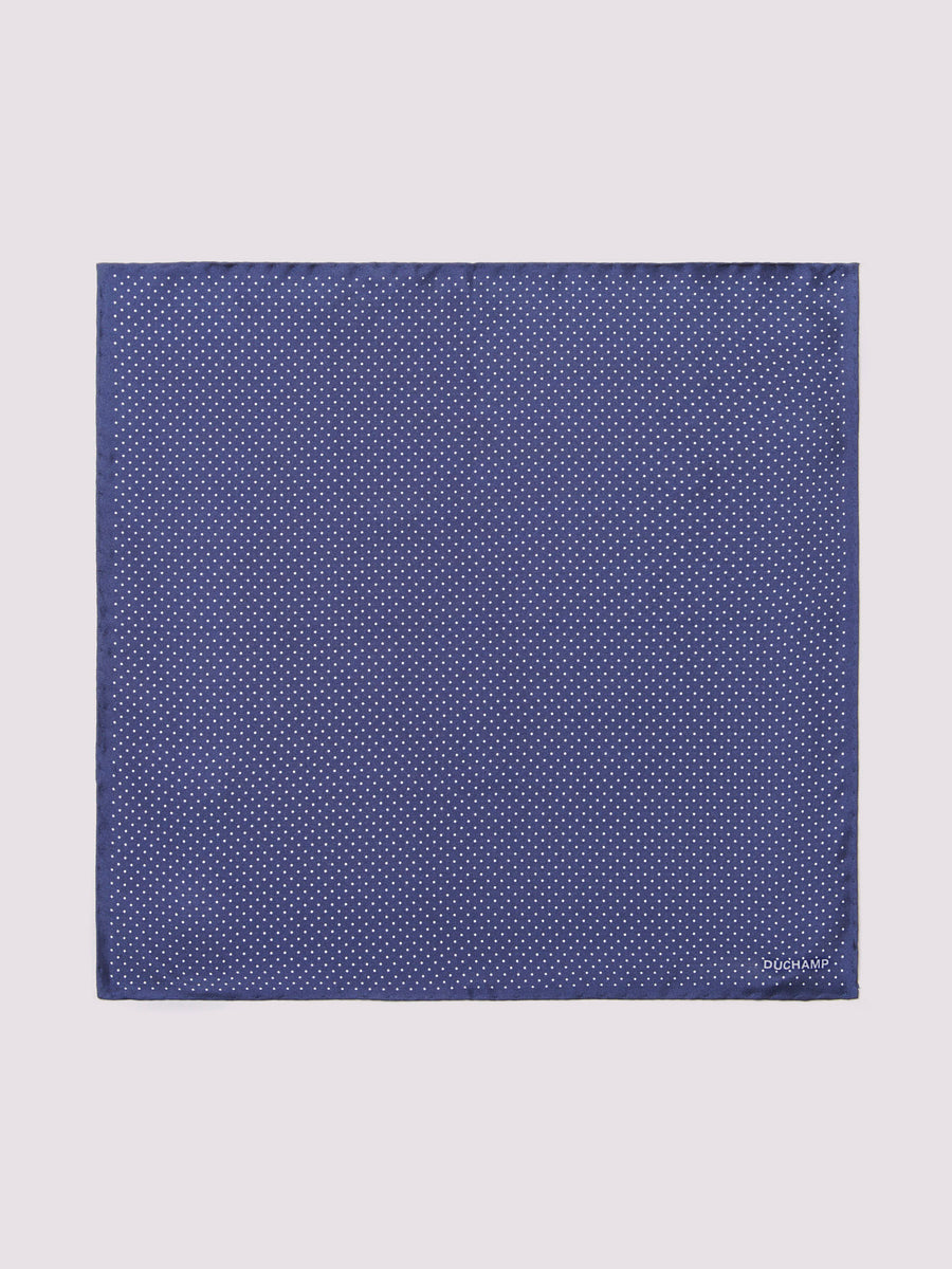 Polka Dot Pocket Square in Dark Navy