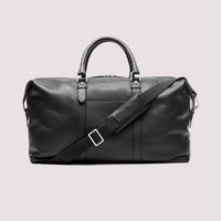 Duchamp Mens Leather Weekend Holdall Black