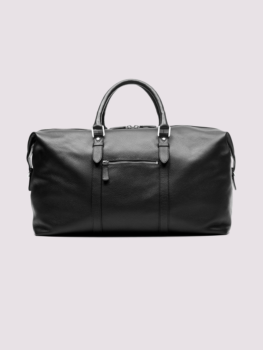 Duchamp Mens Leather Weekend Holdall Black