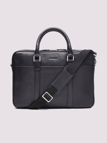 Duchamp Mens Leather Briefcase Black