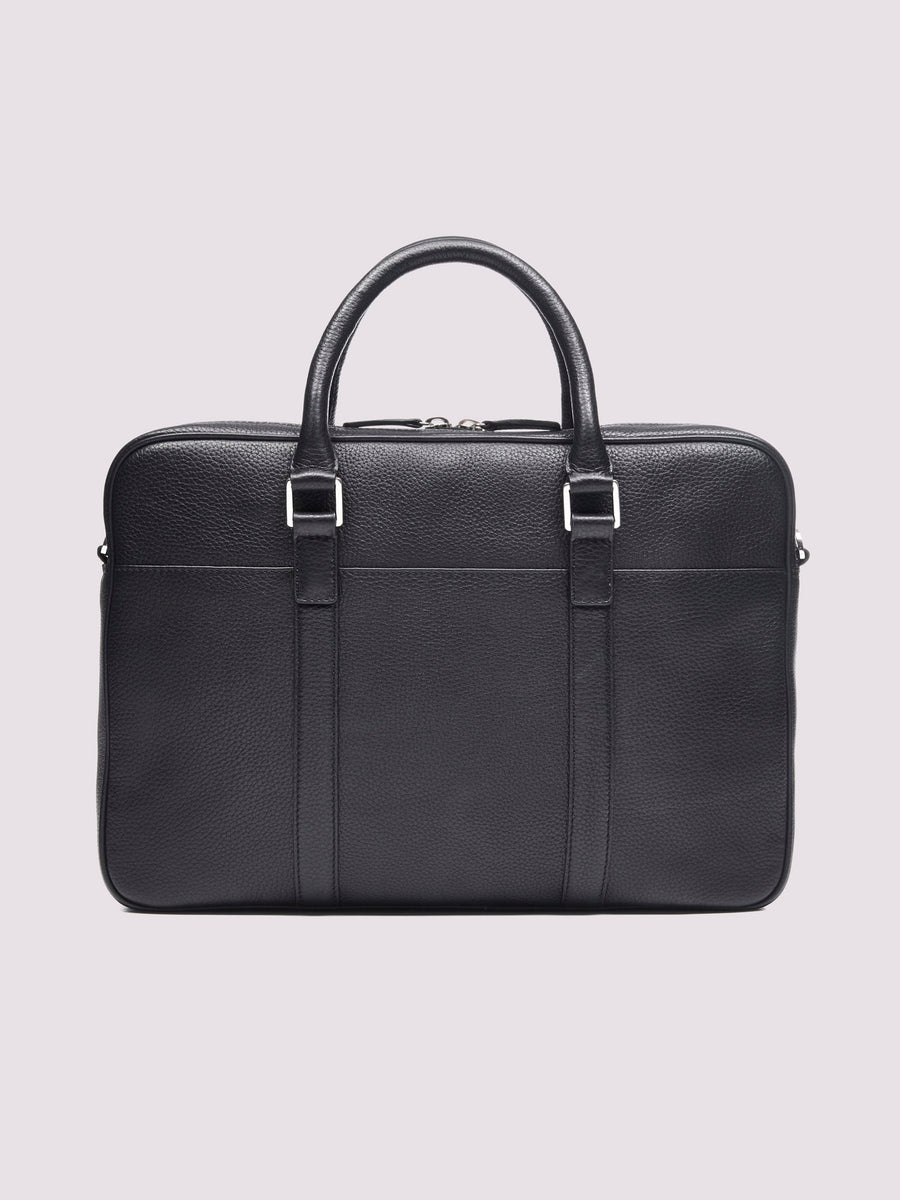 Duchamp Mens Leather Briefcase Black