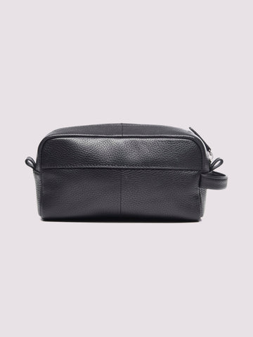 Leather Washbag in Black