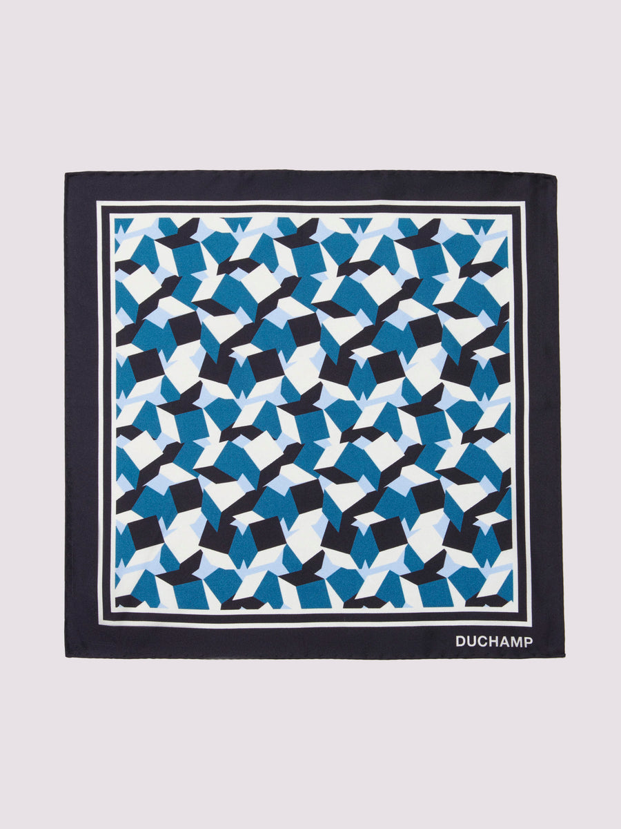 Cube Pocket Square in Dark Navy