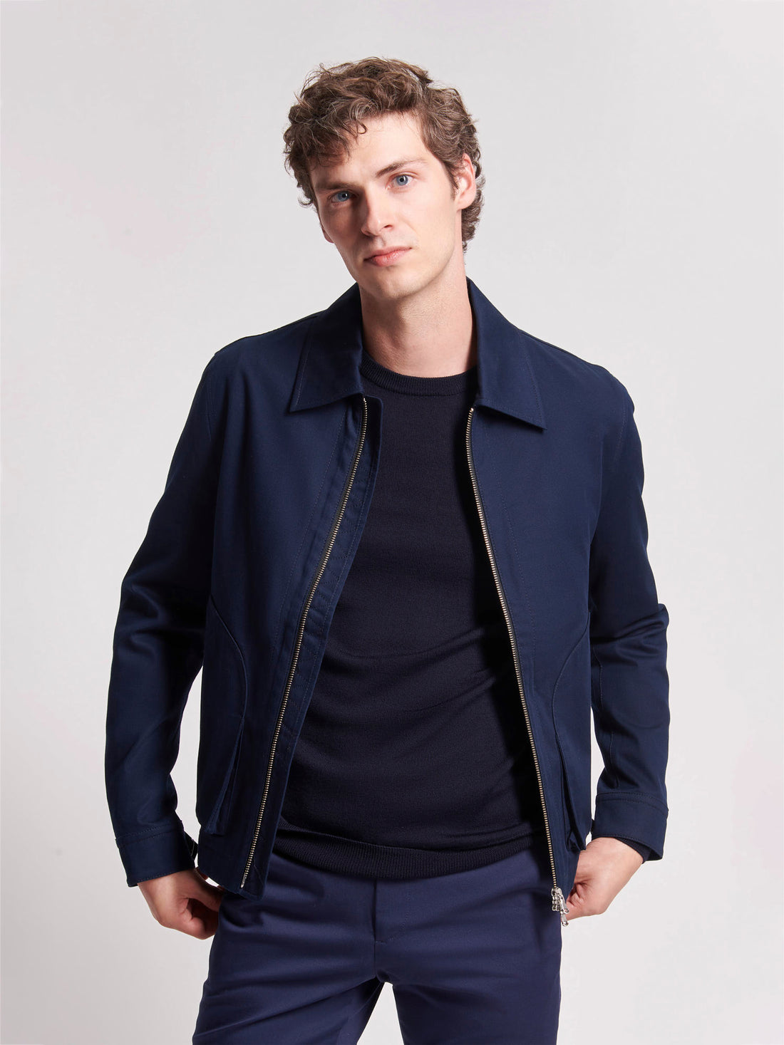 Harrington Blouson Jacket in Dark Navy