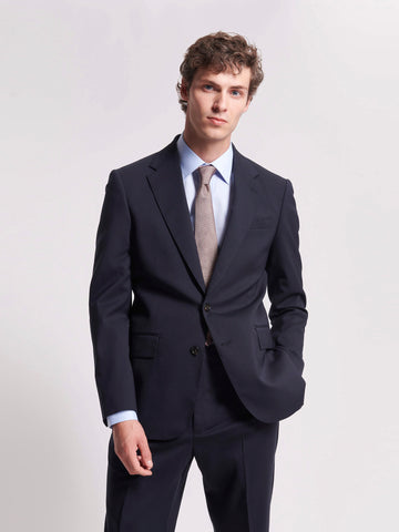 Single Breasted 2 Button Suit Blazer Jacket in French Navy