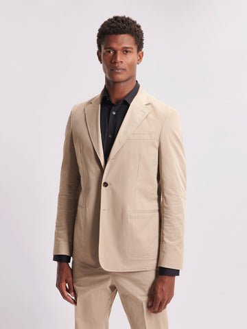 Single Breasted 3 Button Suit Jacket in Taupe