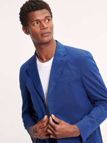 Single Breasted 3 Button Suit Blazer Jacket in Blue