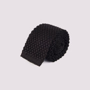 100% Silk Knitted Tie in Black