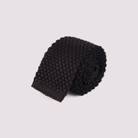 Duchamp 100% Silk Knitted Tie Black