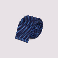 100% Silk Knitted Tie in French Navy