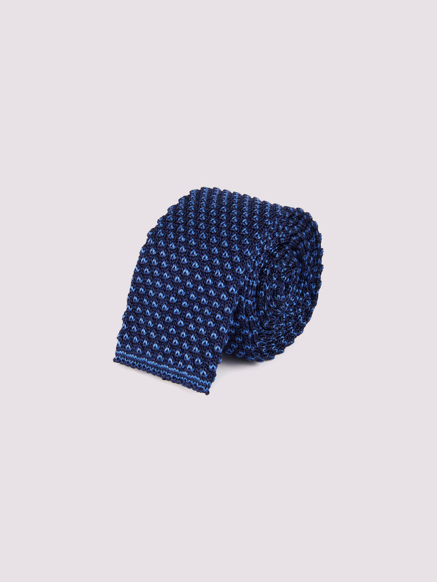 Duchamp 100% Silk Knitted Tie Medieval Blue