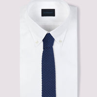 100% Silk Knitted Tie in French Navy