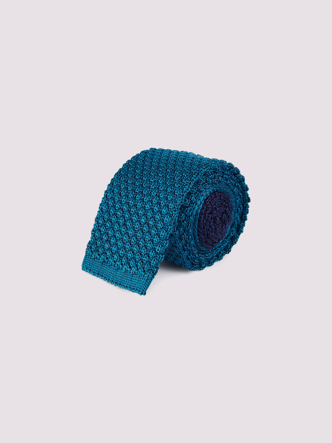 100% Silk Knitted Tie in Teal Blue